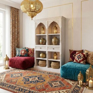 Boekenkast Rekha wit 195 cm massief hout Boho