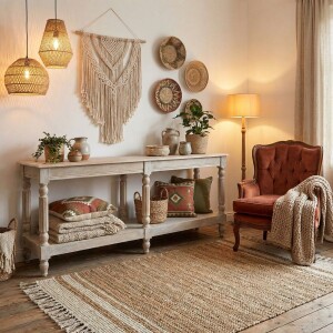 William-dressoir, wit, 180 cm, massief hout, Colonial