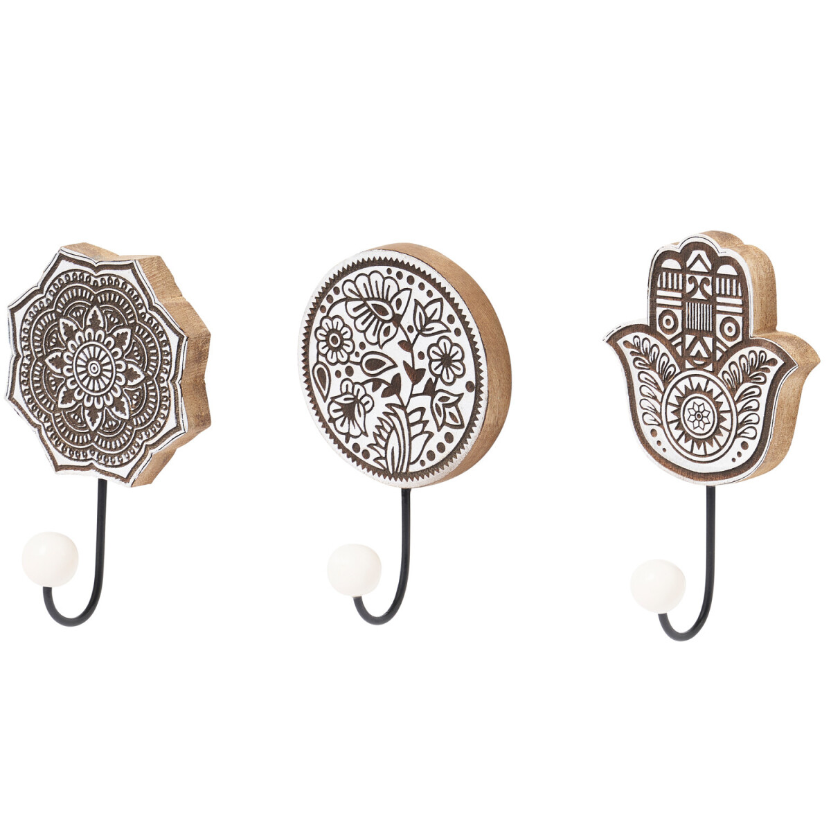 Set van 3 oosterse wandhaken met konijne box