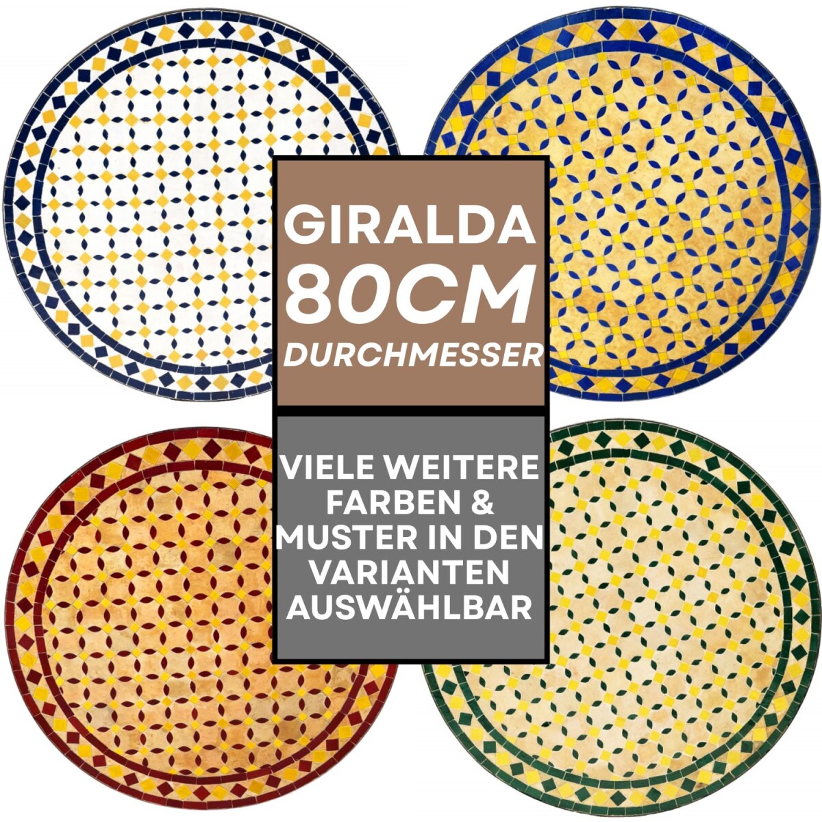 Marokkaanse mozaïektafel Giralda 80 cm | Handgemaakt