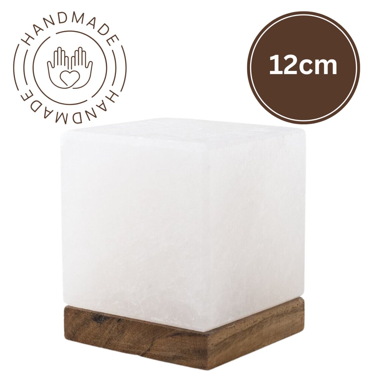 Verlichte zoutkristal KUBUS 12 cm White Line Natur Design