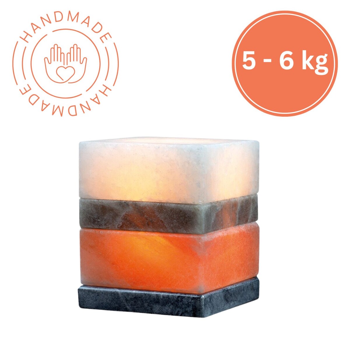 Verlichte zoutkristal KUBUS Multicolor 5-6 kg Zoutkristal Li
