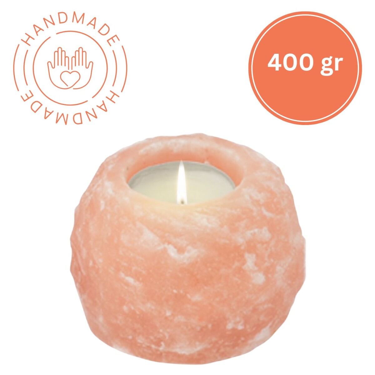 Theelichthouder van zoutkristal ROCK | Handgemaakt | 400 g |