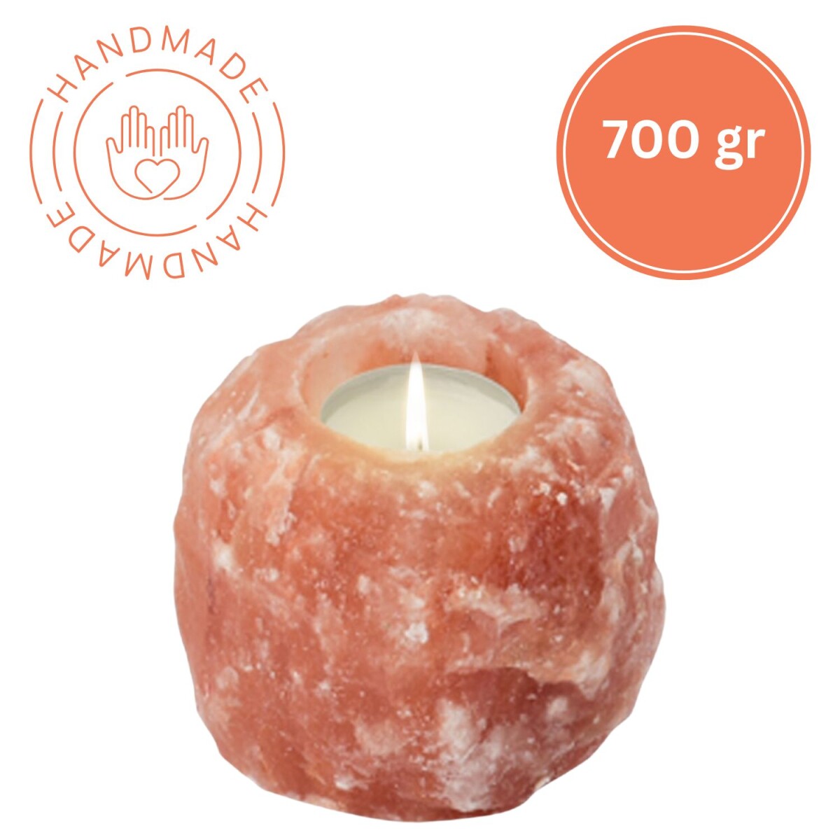Theelichthouder van zoutkristal ROCK | Handgemaakt | 700 g |