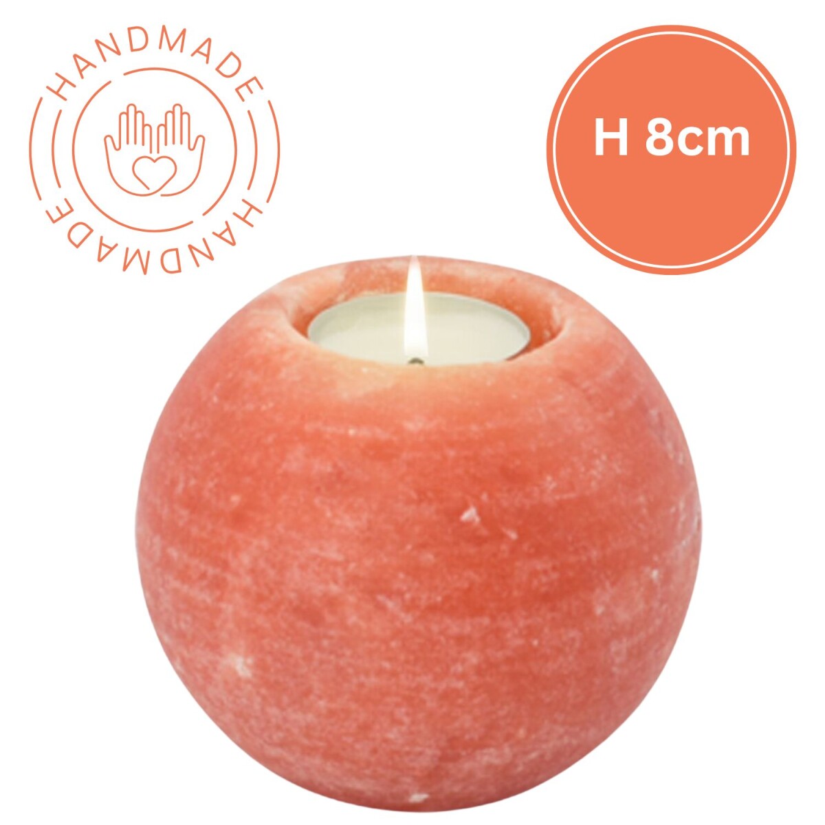 Ronde theelichthouder van zoutkristal | Handgemaakt | H 8 cm