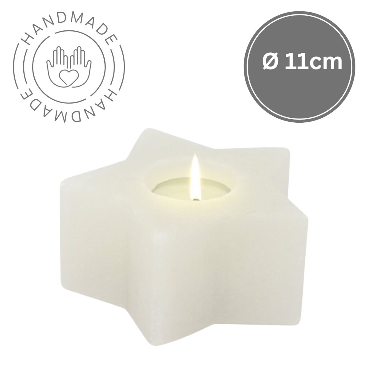 Theelichthouder van zoutkristal, ster, White Line | Handgema
