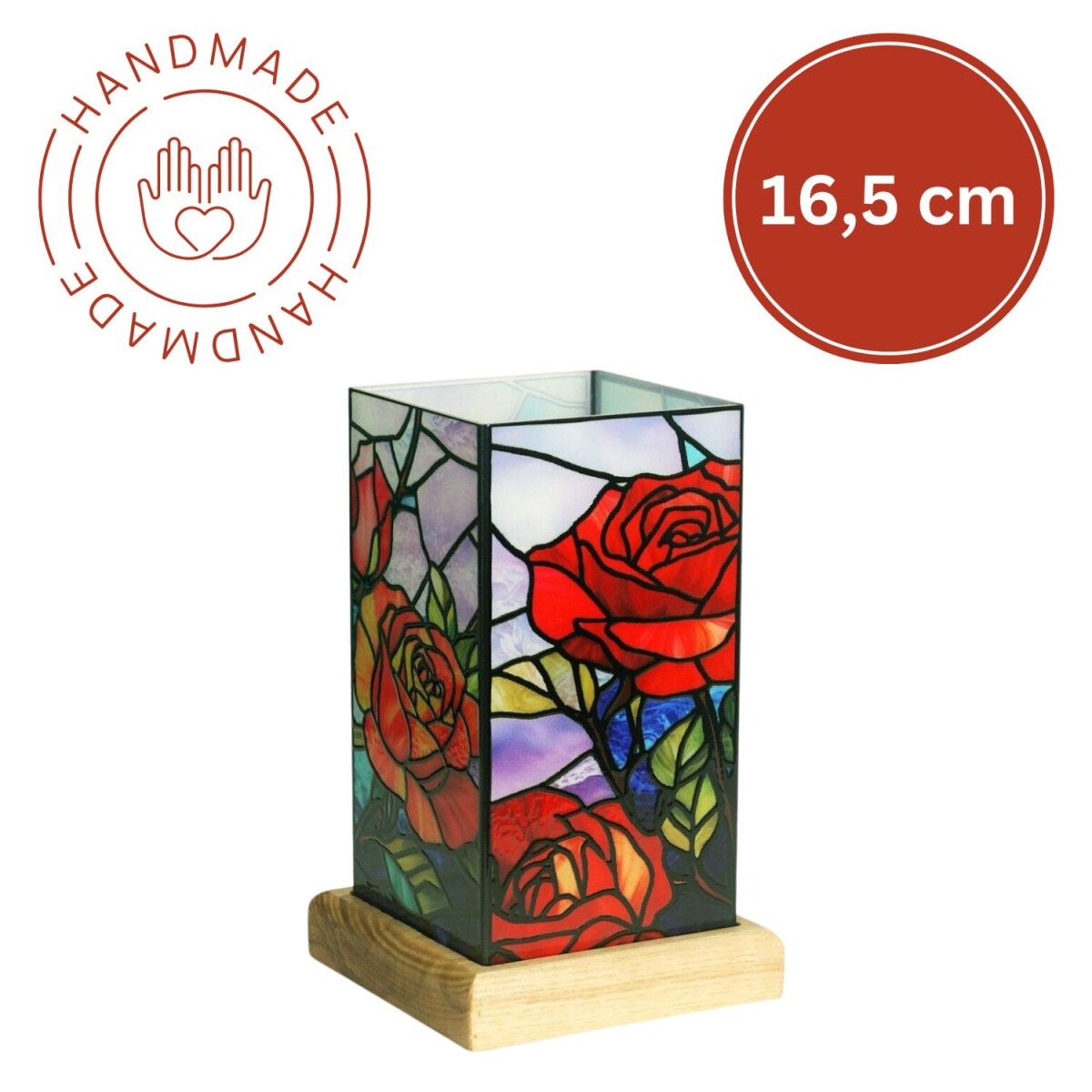 Art Light Rose | Acrylmotief | LED | H 16,5 cm | Houten voet