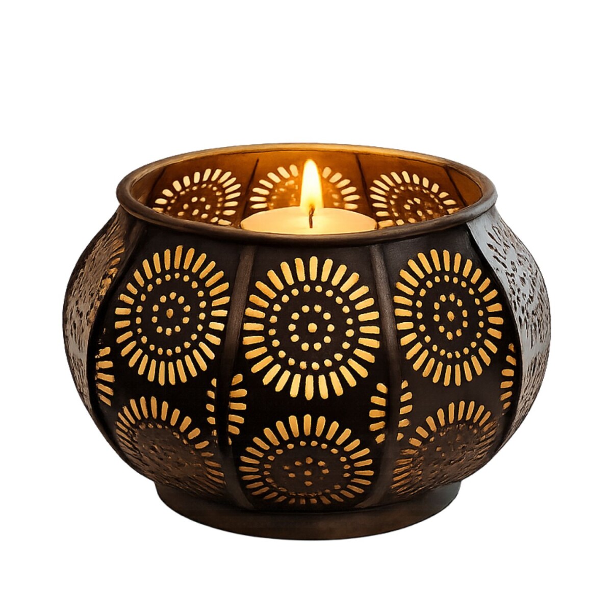 Oosterse theelichthouder Sabah, metalen boho-lantaarn, 12 cm
