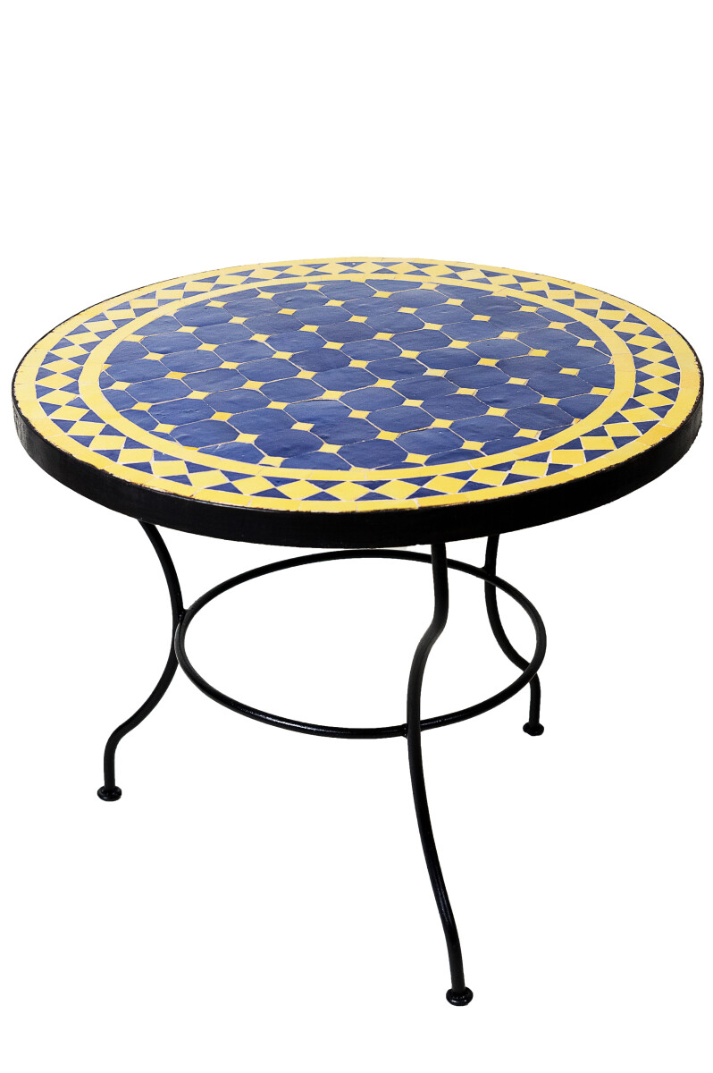 Marokkaanse mozaïektafel Marrakesh Blauw Geel, 60 cm, 4
