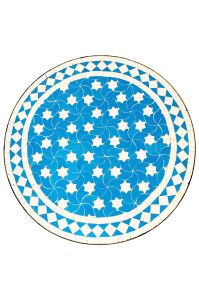 Marokkaanse mozaïektafel Estrella, turkoois en wit,...