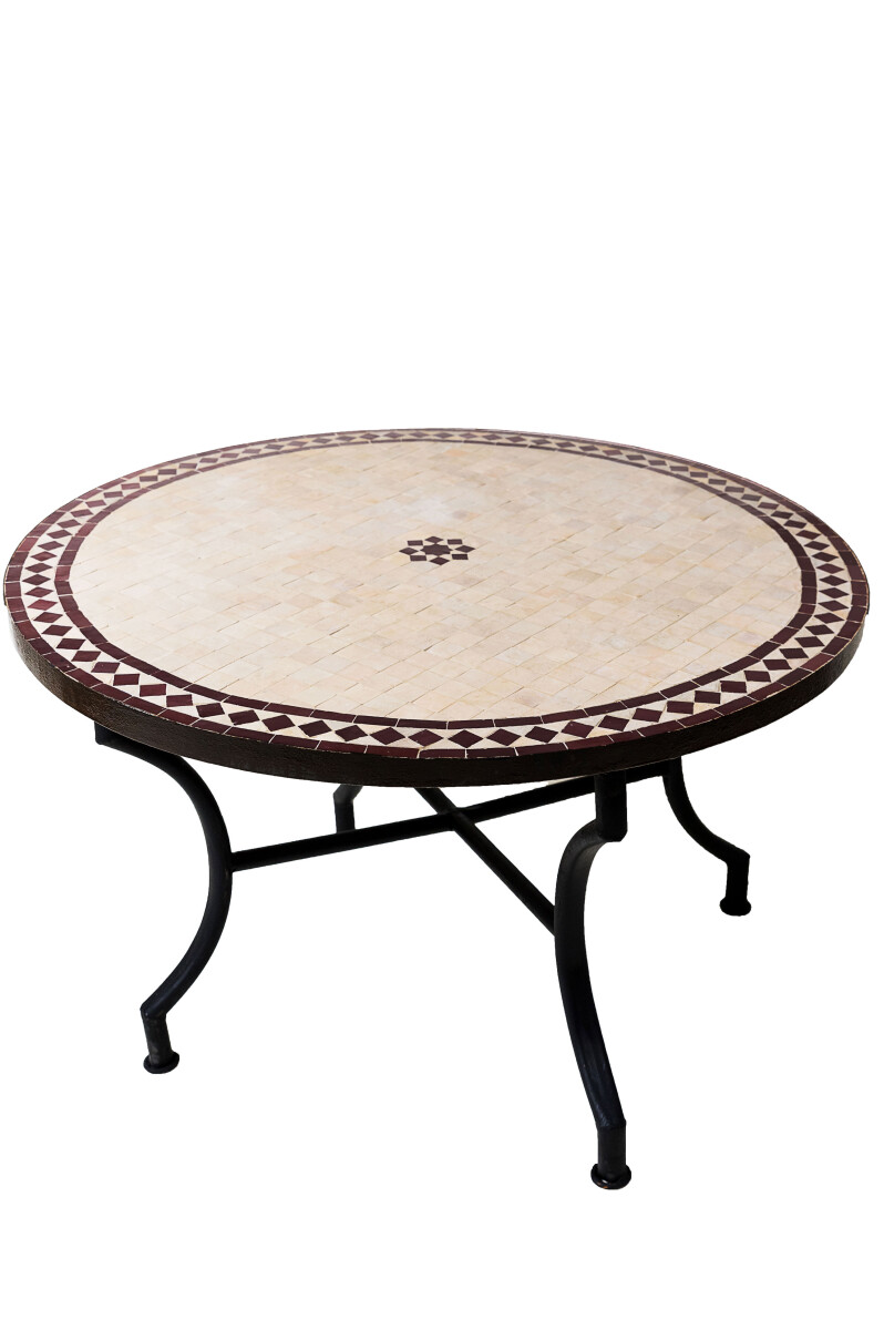 Marokkaanse mozaïektafel Bilbao Beige Bordeaux, diamete