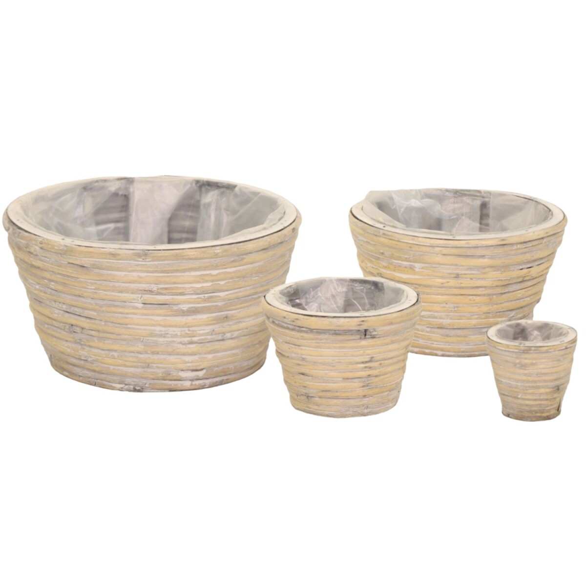Bloempot van rotan, grijs | Set van 4 plantenmanden, 28 cm