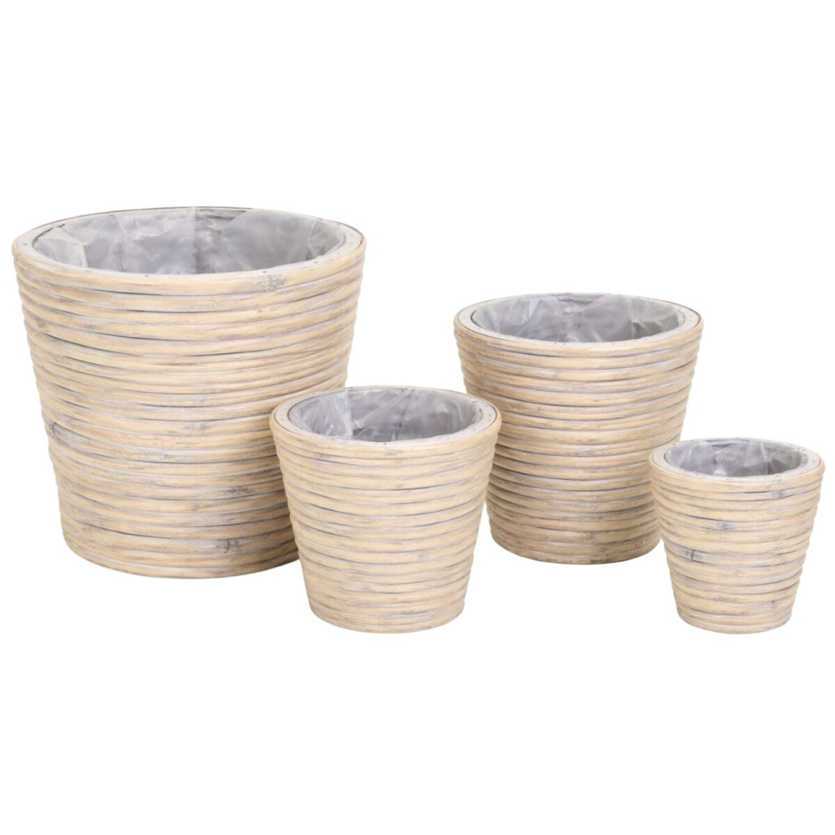 Bloempot van rotan, grijs | Set van 4 plantenmanden, 27 cm