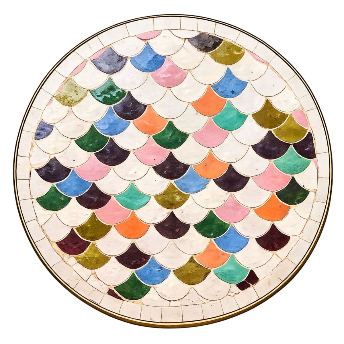 Manarola bunt 60cm Mosaikplatte rund han box