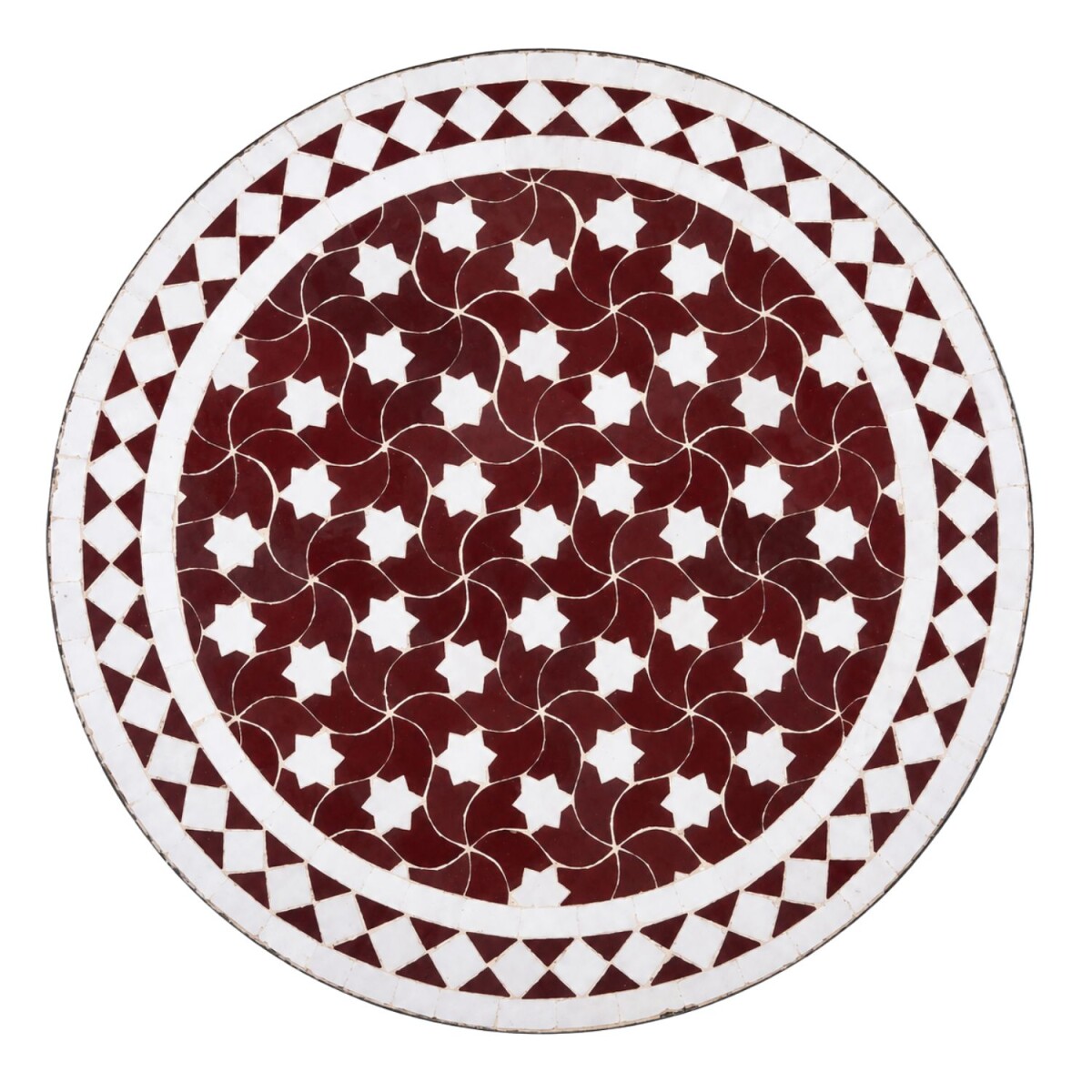 Estrella Bordeaux Weiß 60cm Mosaikplatte rund handgefe