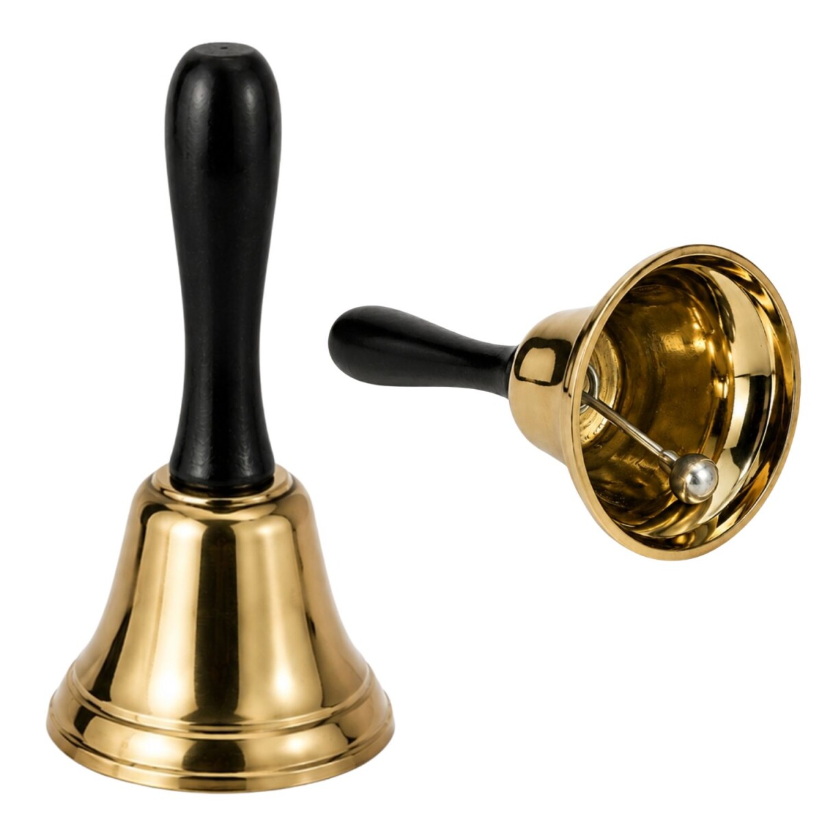 Relaxdays Tischglocke Gold 12,5 cm Metall Glocke mit schwarz