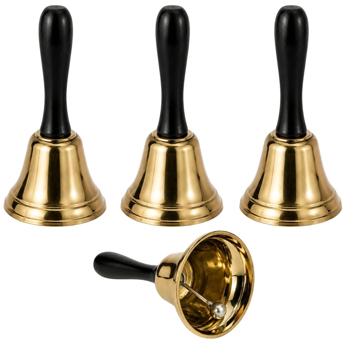 Relaxdays Tischglocke Gold 4er Set 12,5 cm Metall Glocken mi