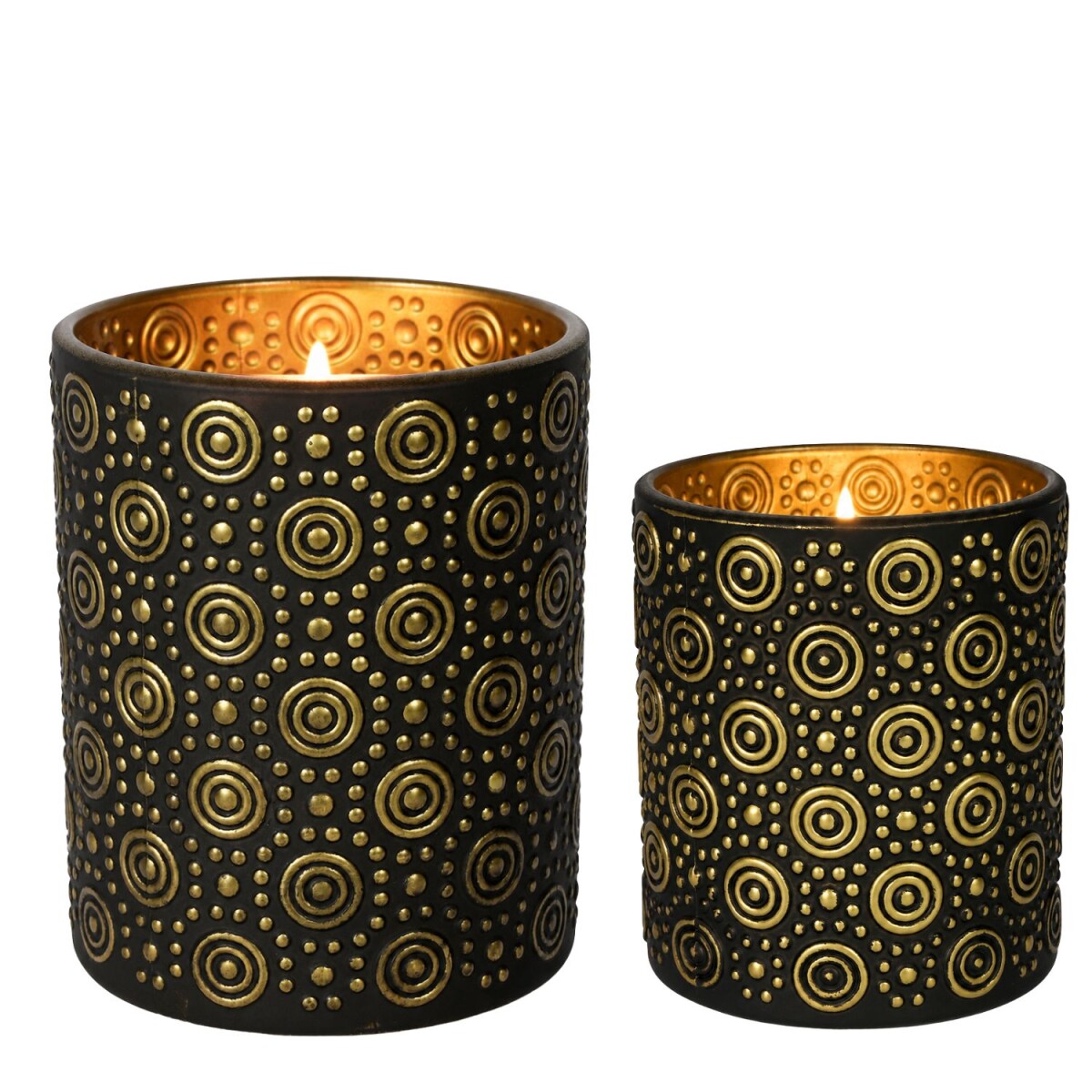 Windlicht Hailey Schwarz Gold 2er Set Gl box