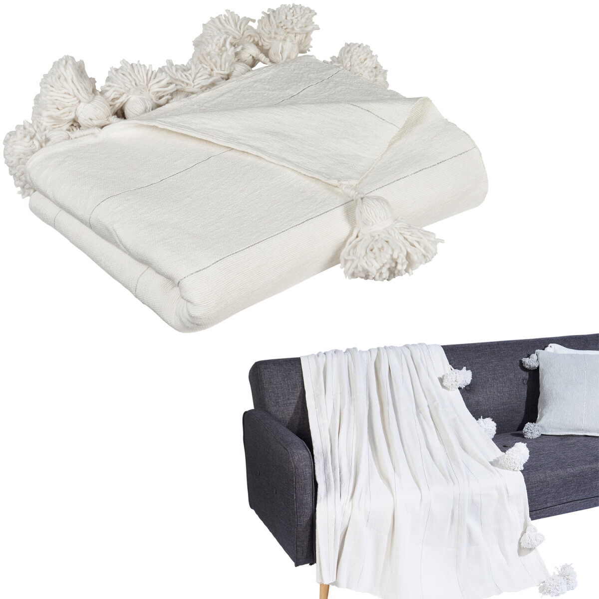 Bedsprei, bankkleed, dagsprei, Marokkaans Souf, crème