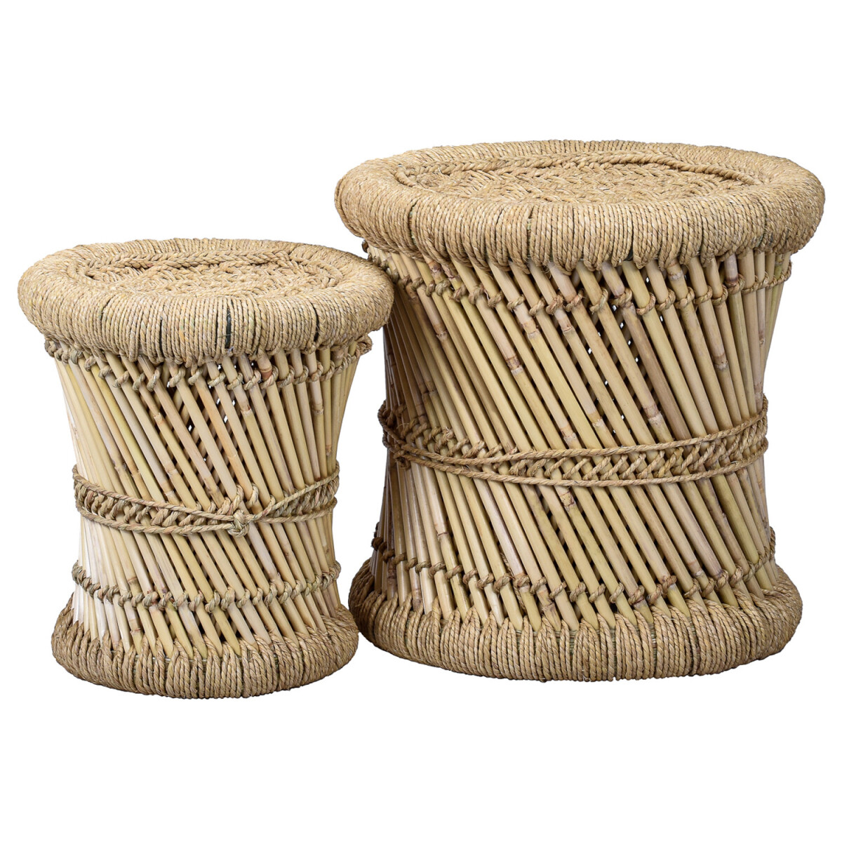 Set van 2 poefjes/bijzettafeltjes in boho-stijl Benita