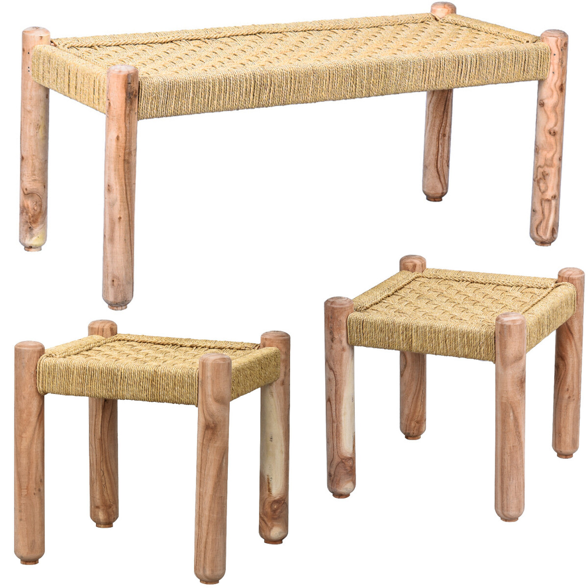 Set van 3 poefjes in boho-stijl Josue