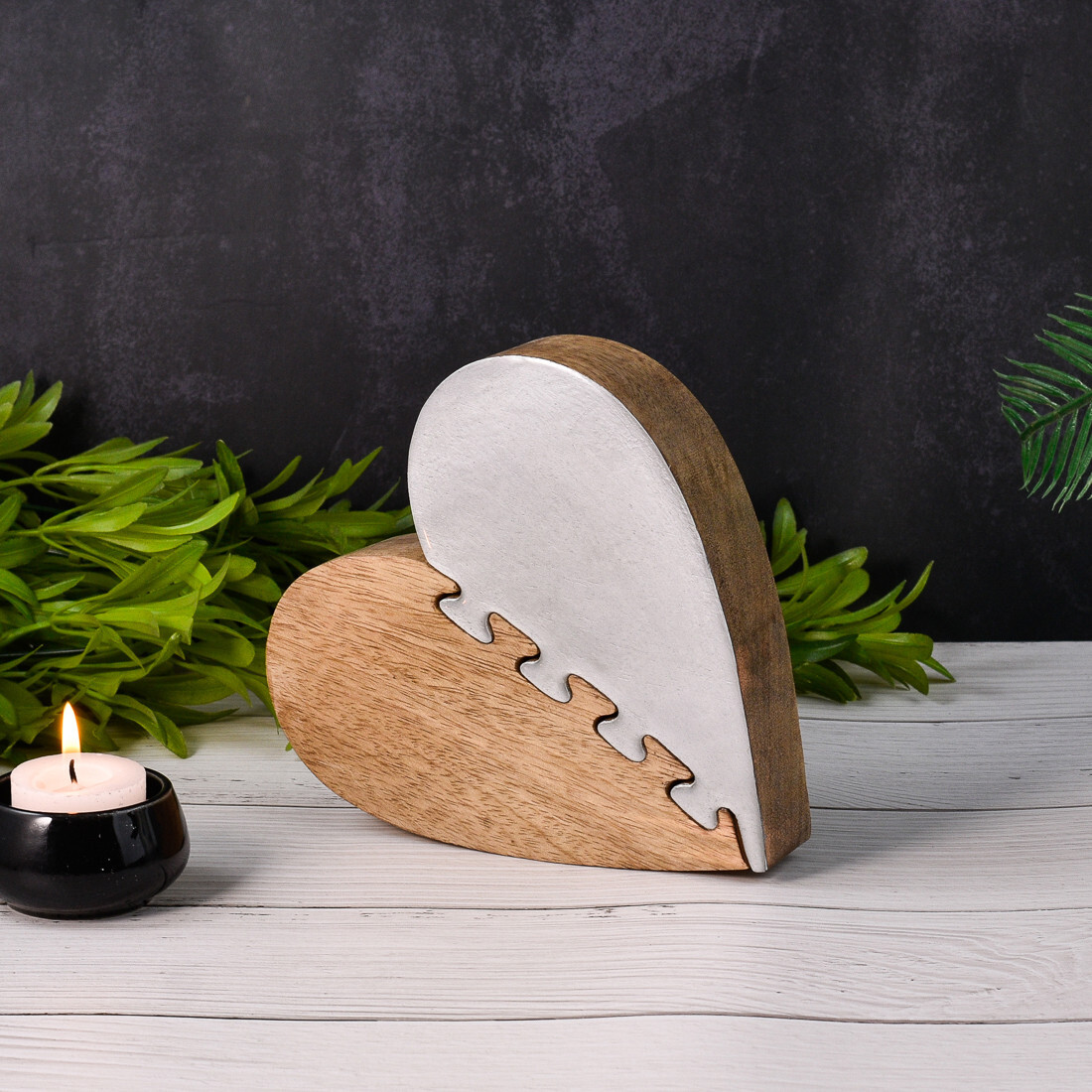 Decoratieve standaard, decoratief object, hart, puzzel, part