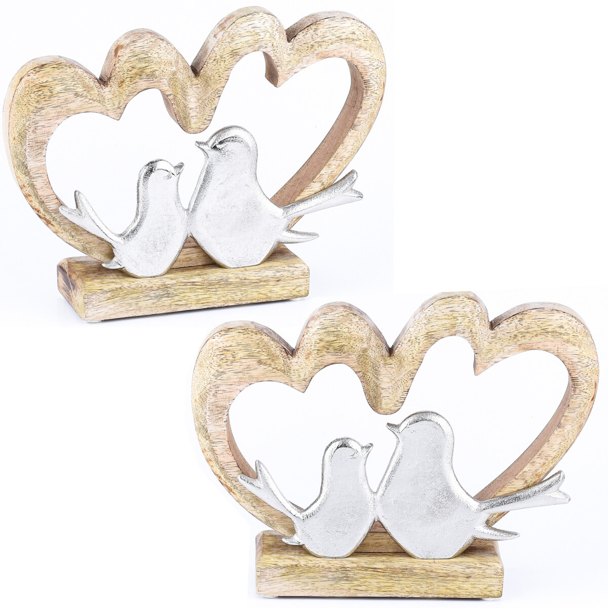Set van 2 decoratieve figuren Hart Amour -5- hout en alumini