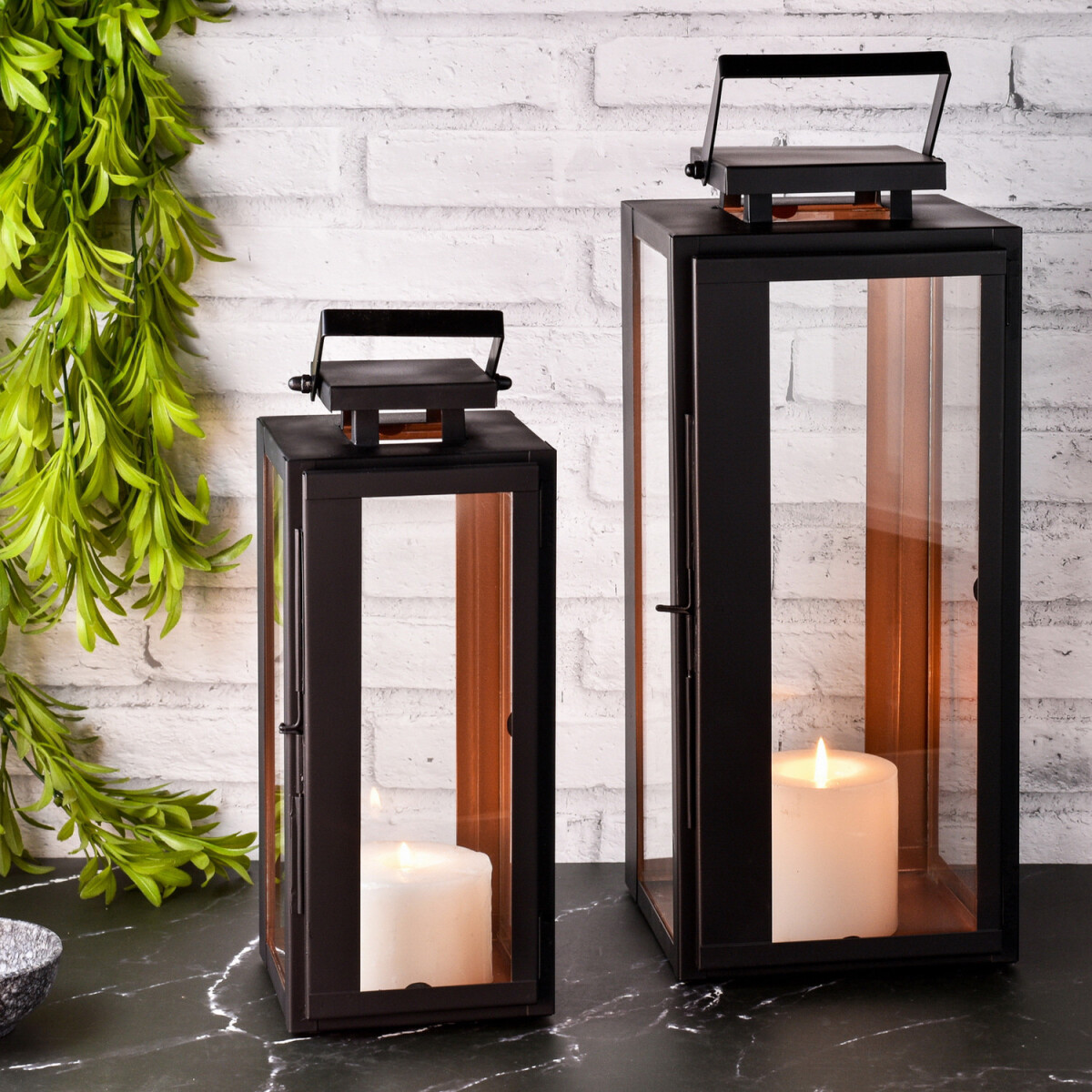 Set van 2 Scandinavische design balkonlantaarns/tuinlantaarn