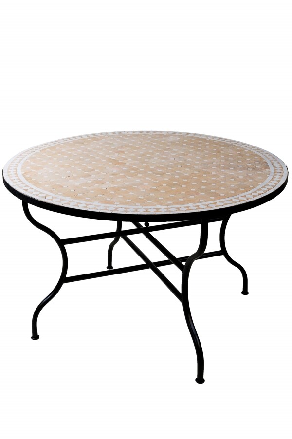 Marokkaanse moza&iuml;ektafel Marrakesh beige-wit 120...