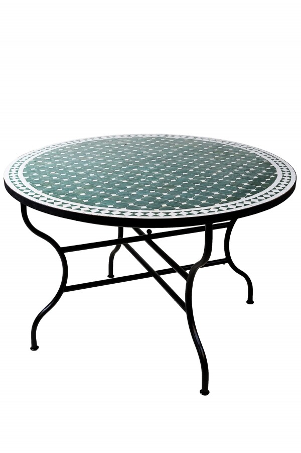 Marokkaanse mozaïektafel Marrakesh Groen Wit 120 cm | H