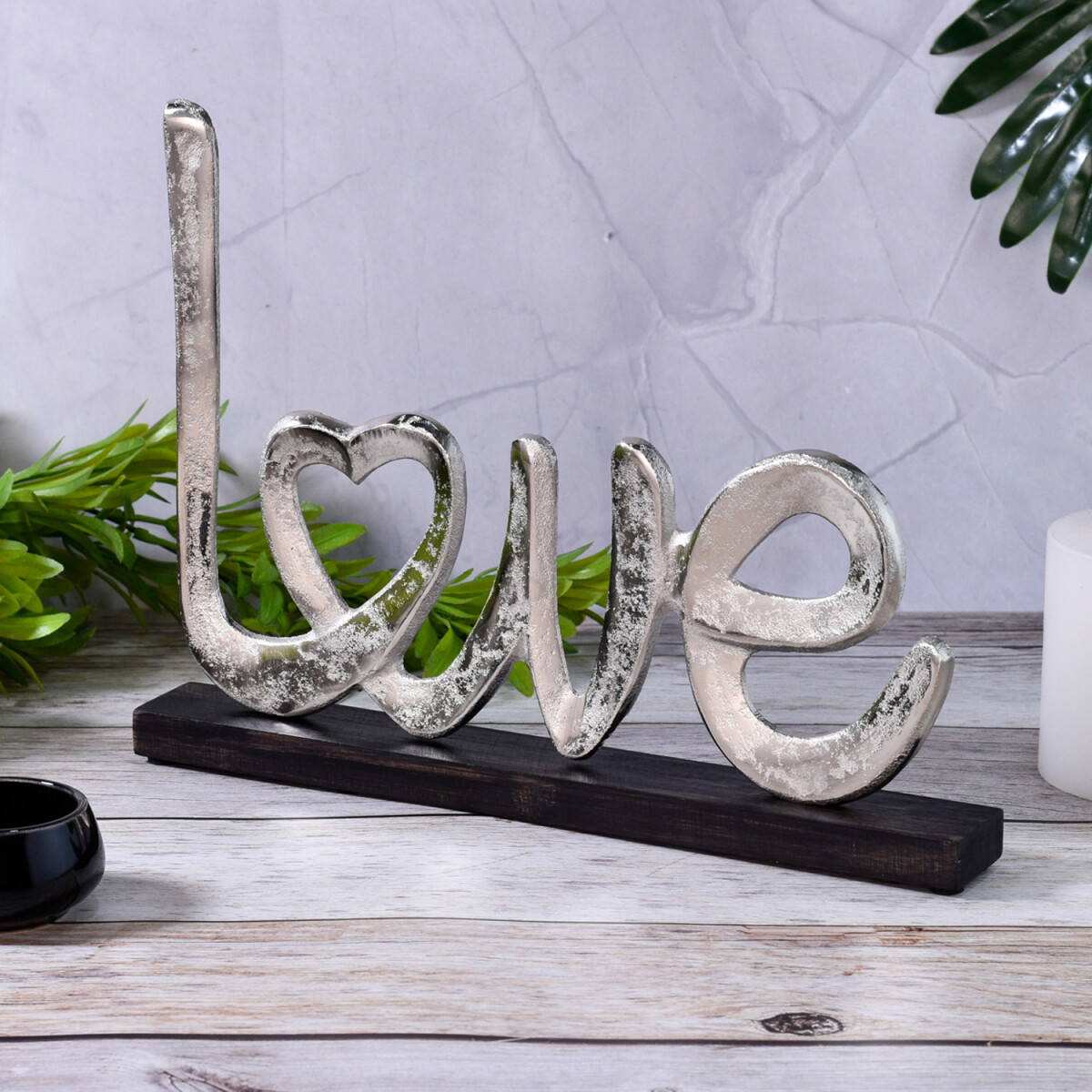 Love decoratief figuurtje, decoratief object, zilveren Amour