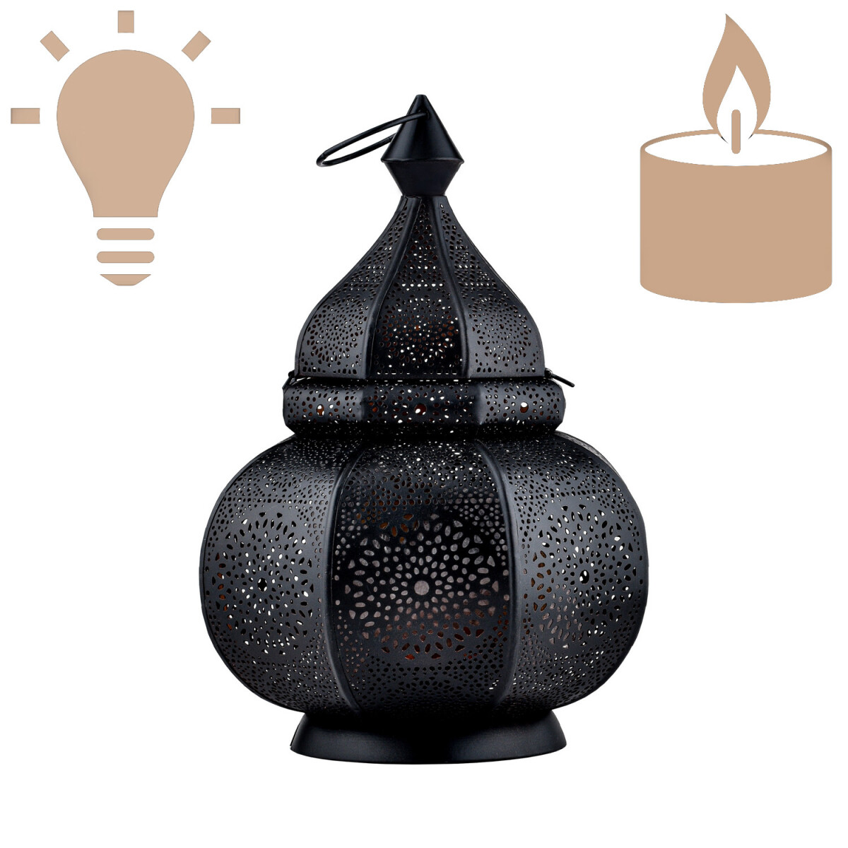 Oosterse lantaarnlamp, tafellamp Lamisa, zwart