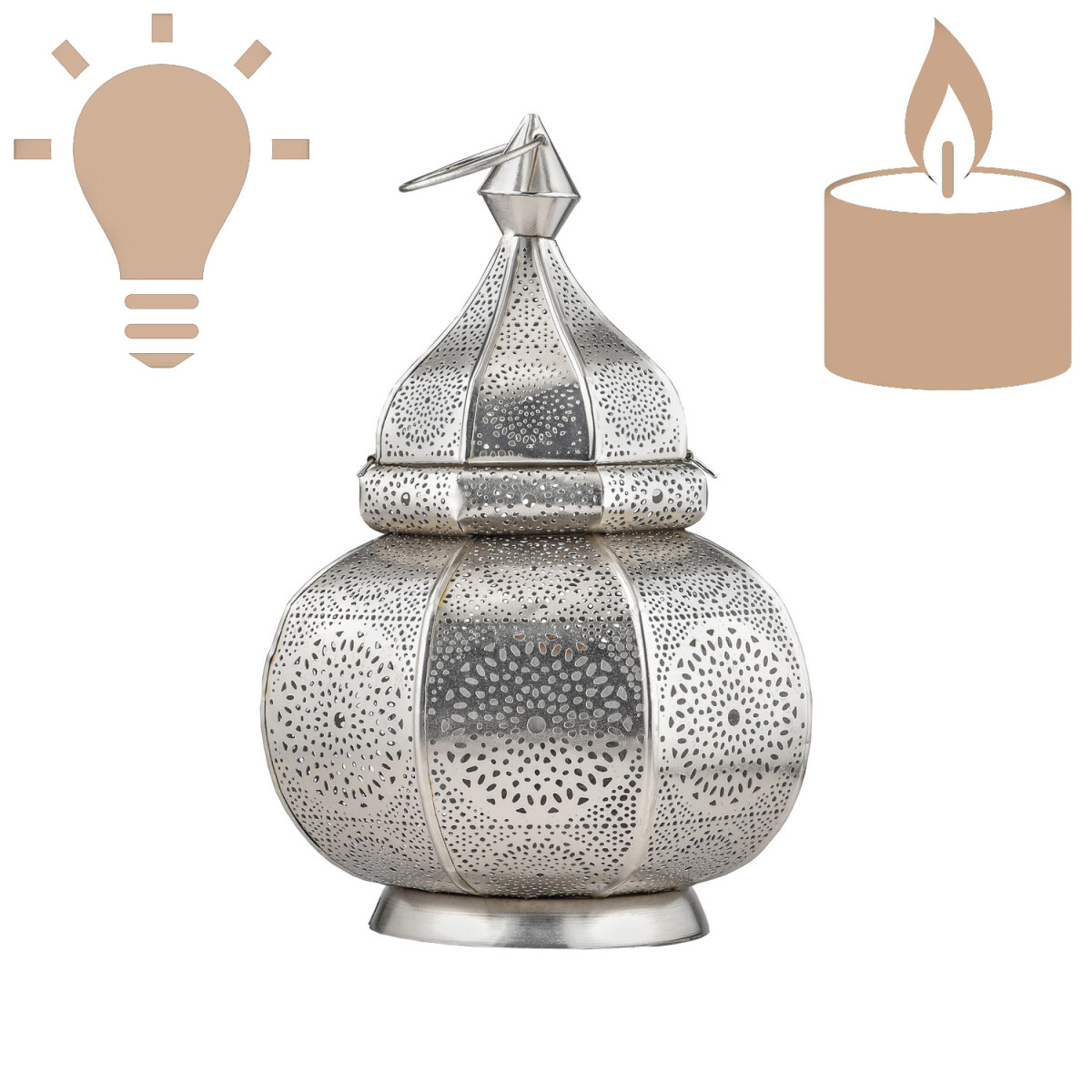 Oosterse lantaarnlamp, tafellamp Lamisa, zilver