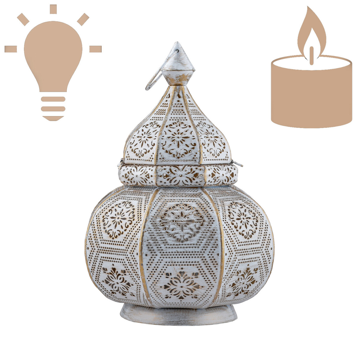 Oosterse lantaarnlamp, nachtlampje Mahana, wit