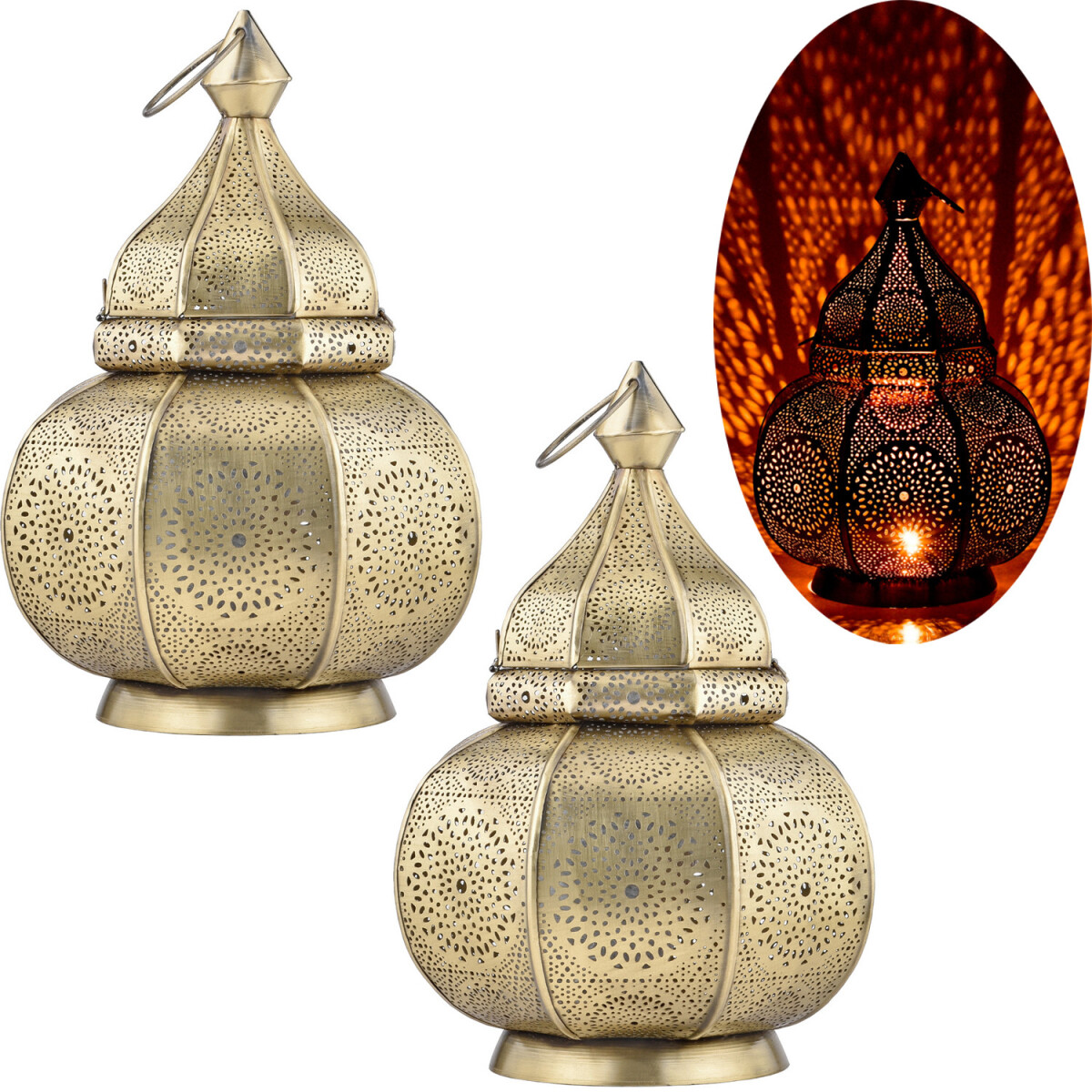 Set van 2 oosterse lantaarnlampen, tafel box