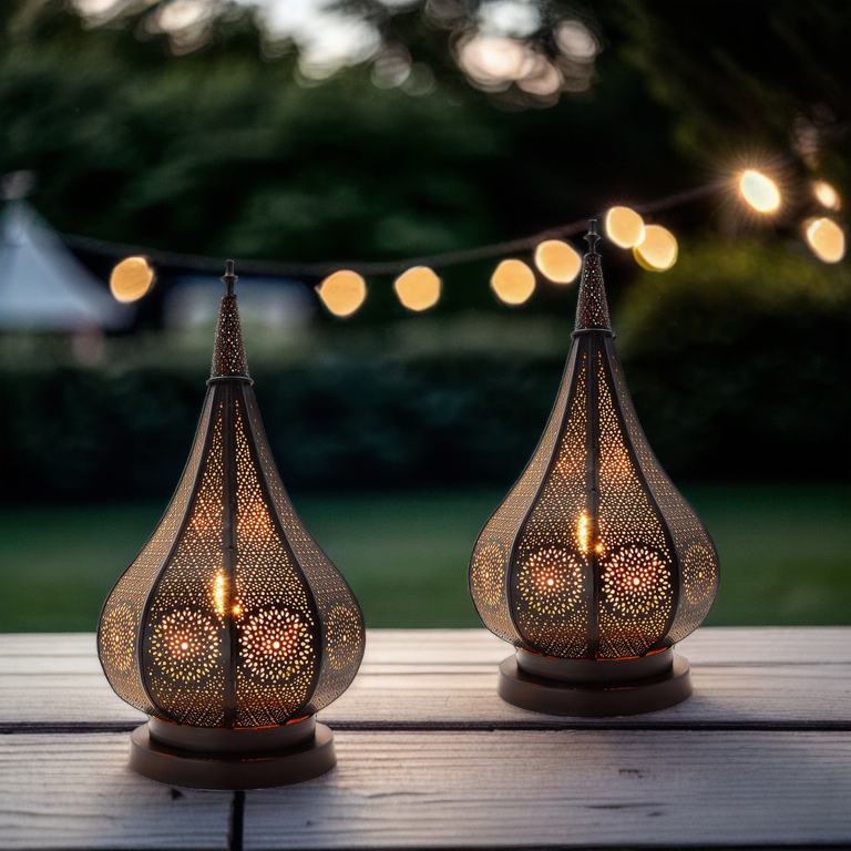 Set van 2 oosterse lantaarns, windlichte box