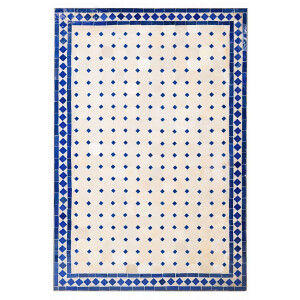 Marokkaanse mozaïektafel Marrakesh, beige en blauw,...