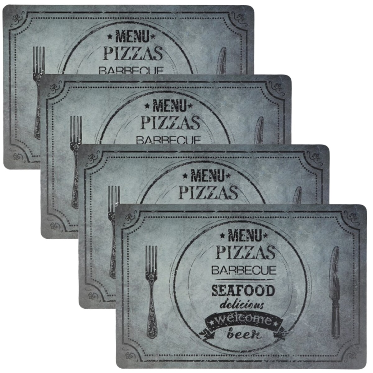 Set van 4 vintage placemats met zeevruch box