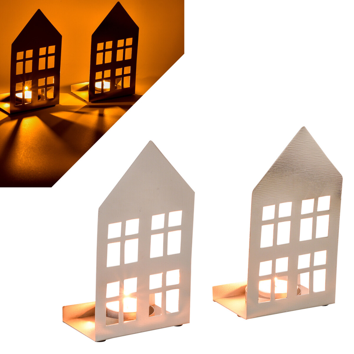 Set van 2 kerstversieringen: theelichtho box