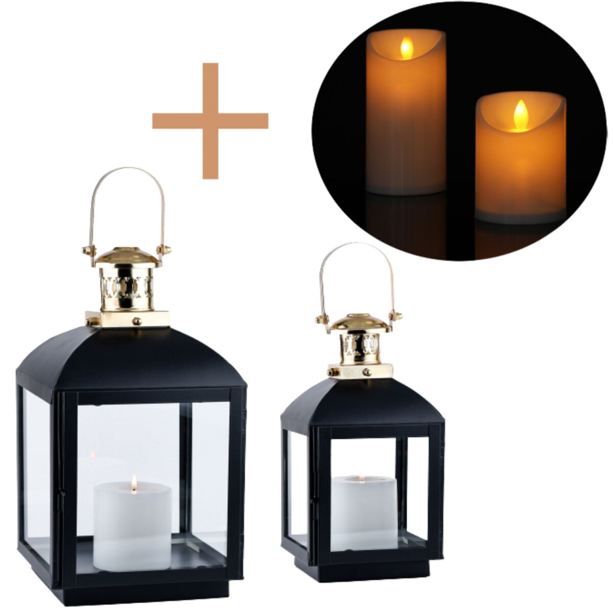 Set van 2 LED-lantaarns in Scandinavisch design voor op het 