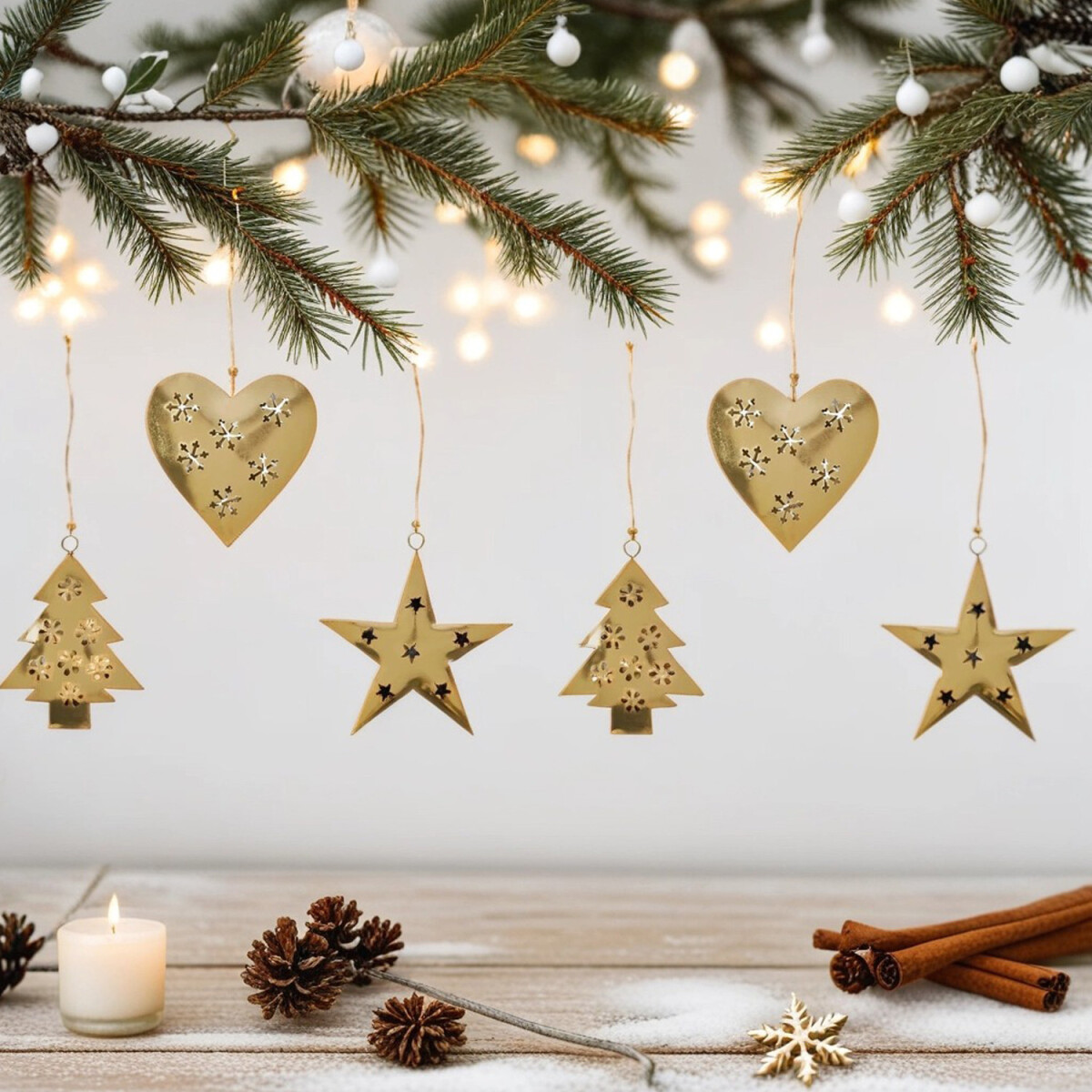 Set van 6 kersthangers, kerstversiering, box