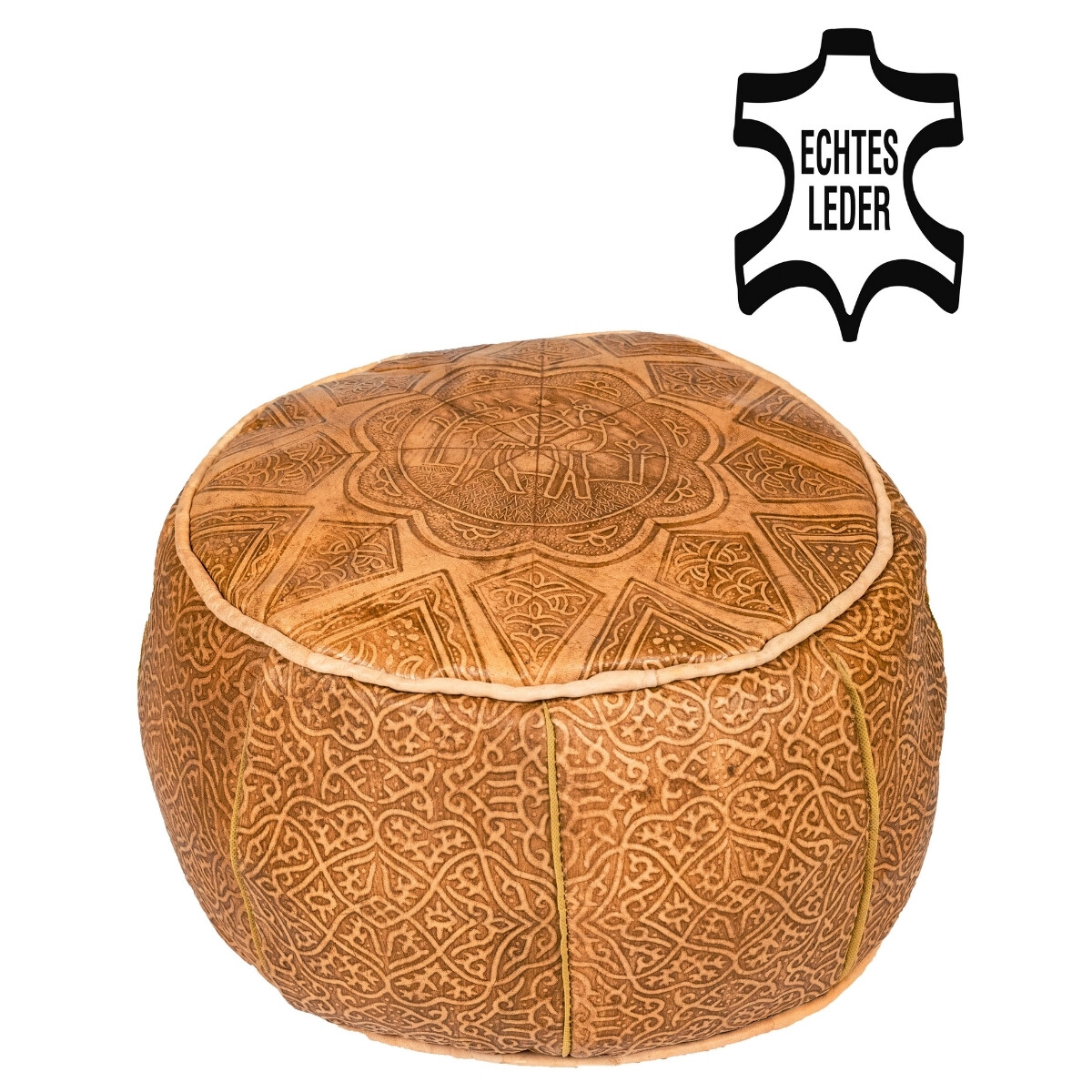 Oosters lederen zitkussen Abrar - 40 cm box