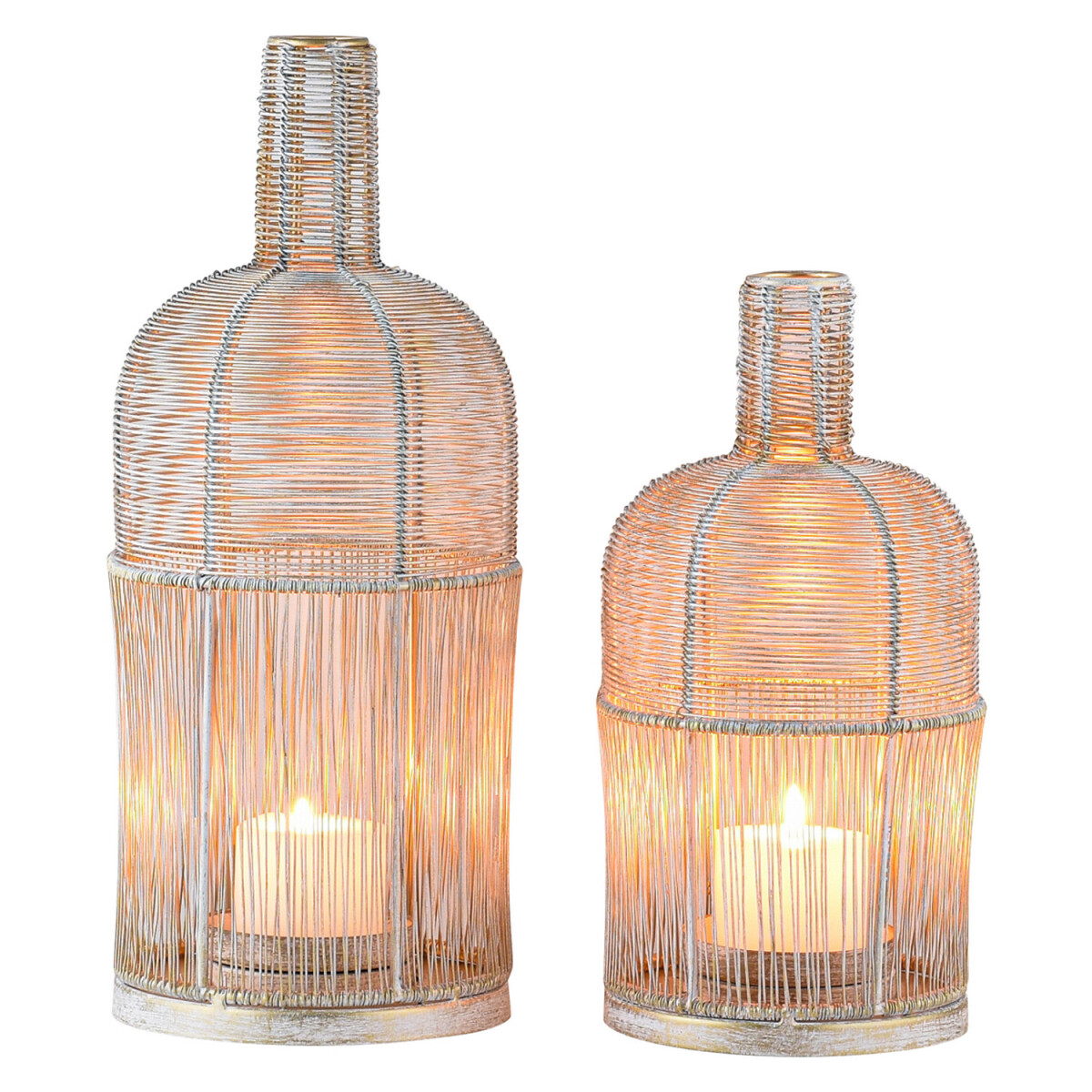 Set van 2 boho-decoratieve windlichten/theelichthouders/kand