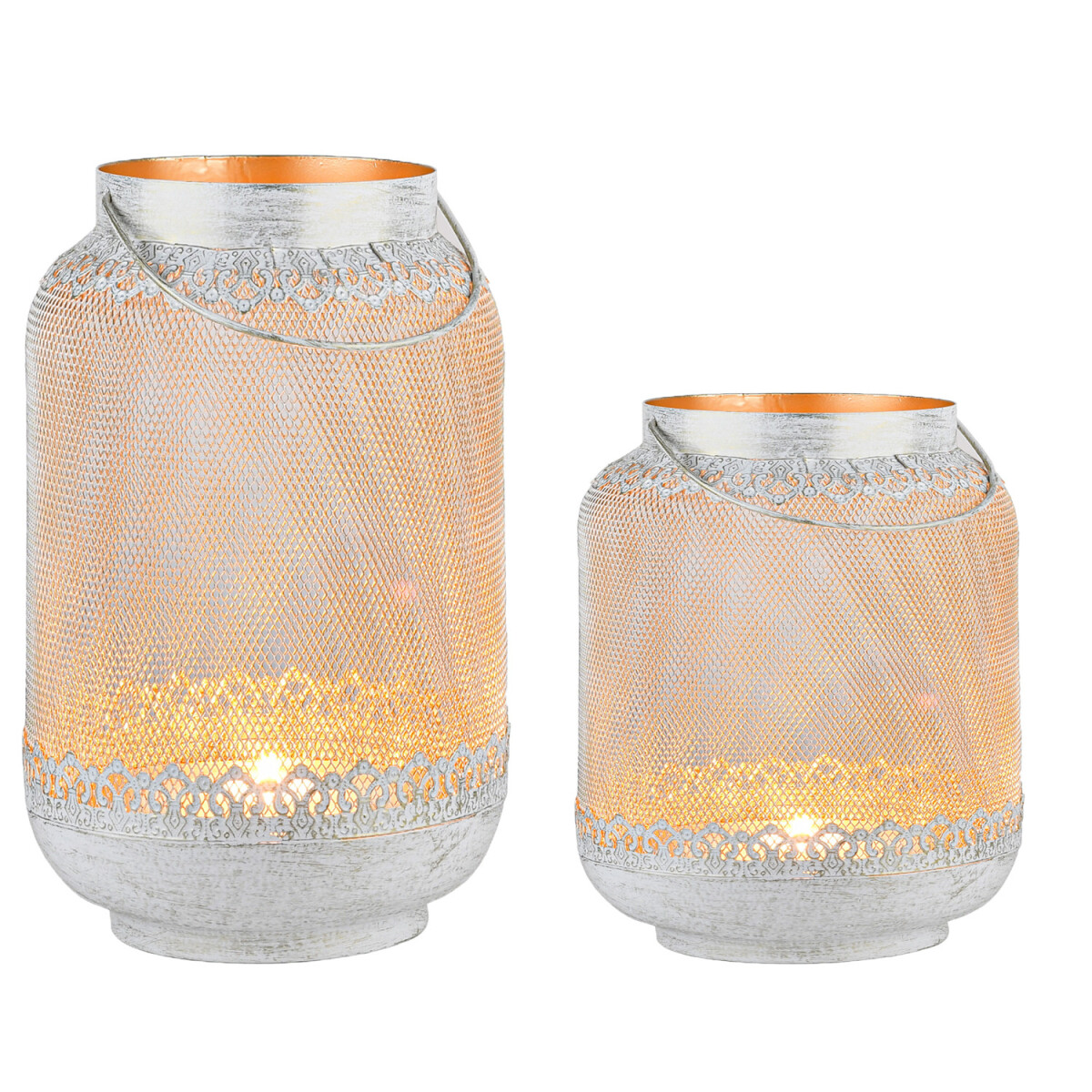 Set van 2 boho-decoratieve windlichten/theelichthouders/kand