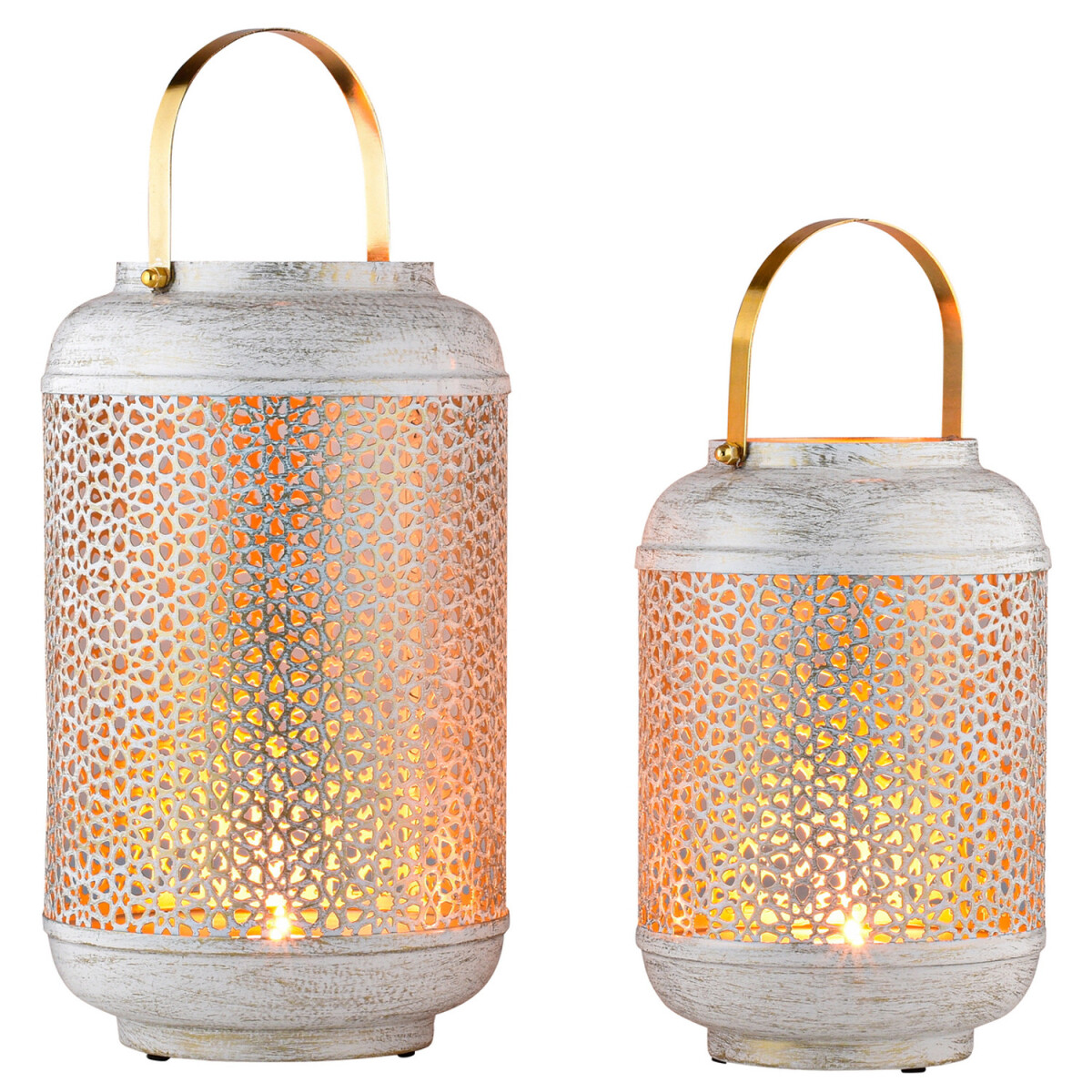 Set van 2 boho-decoratieve windlichten/theelichthouders/kand