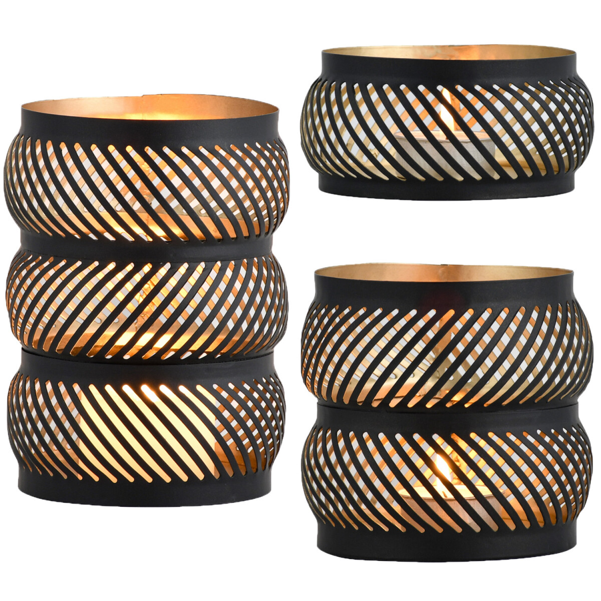 Set van 3 Scandinavische decoratieve windlichten/theelichtho