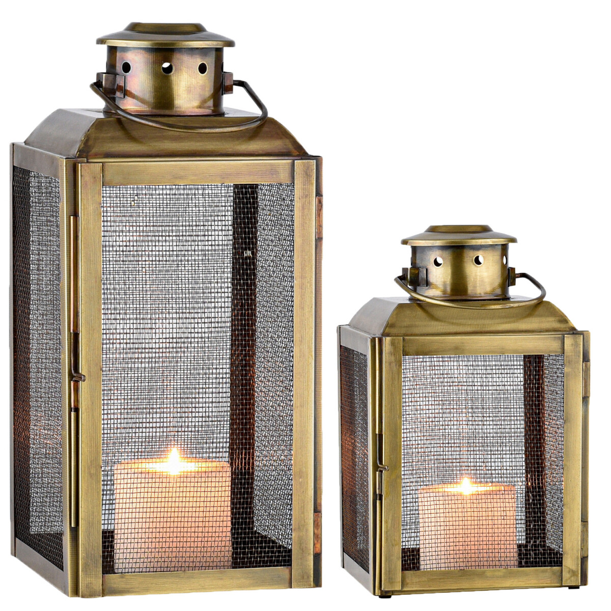 Set van 2 vintage decoratieve lantaarns, theelichthouders, t