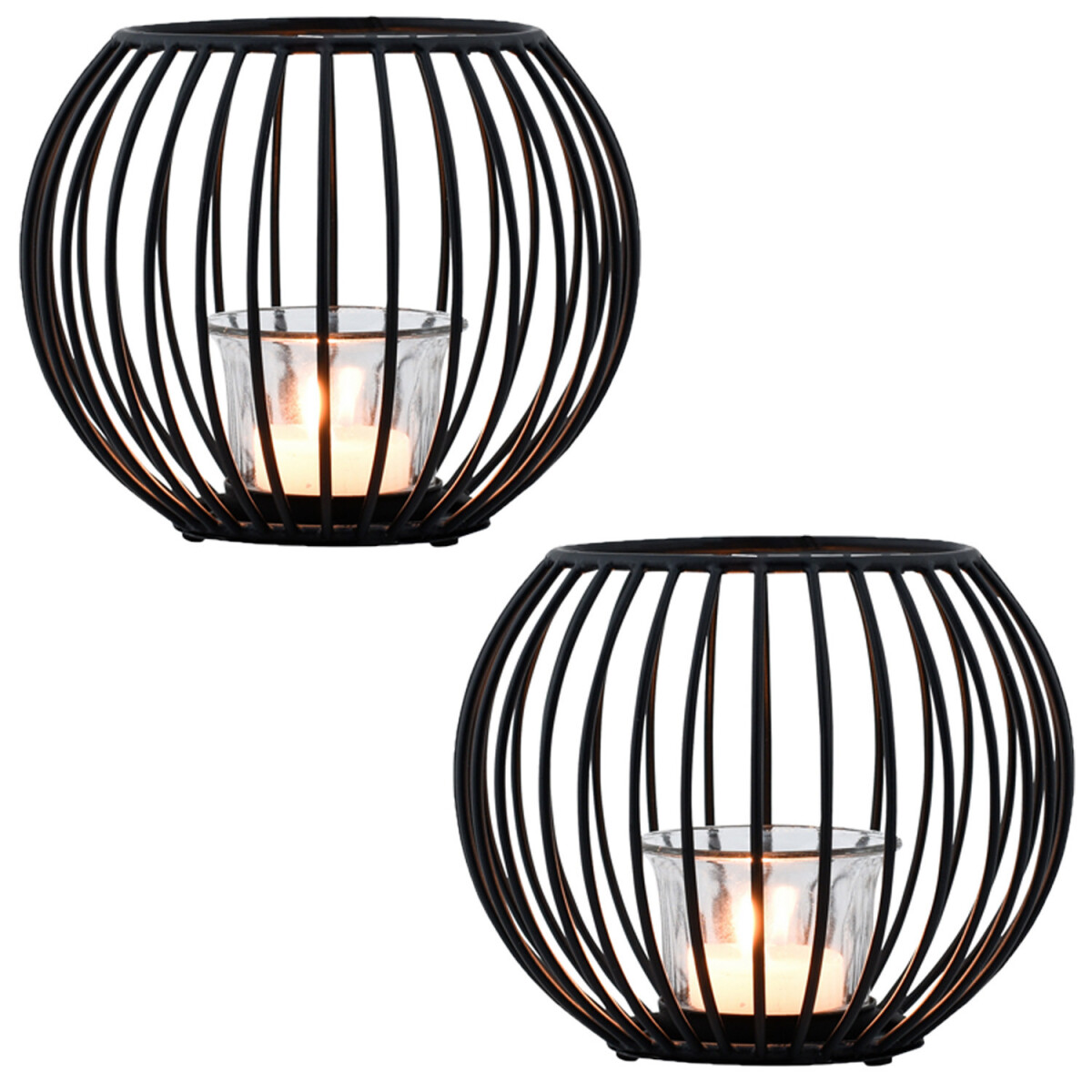 Set van 2 windlichten/theelichthouders/k box