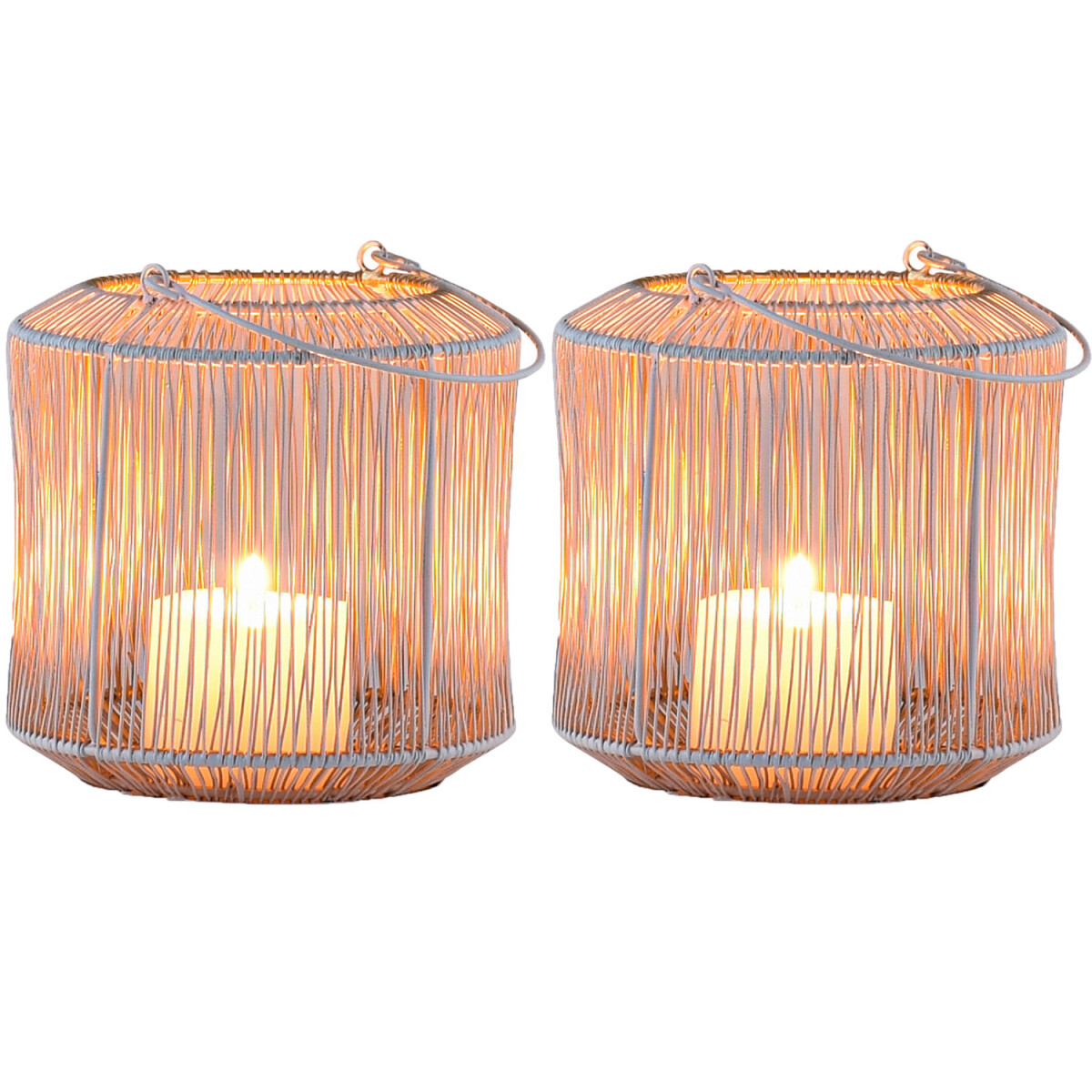 Set van 2 Scandinavische decoratieve windlichten/theelichtho
