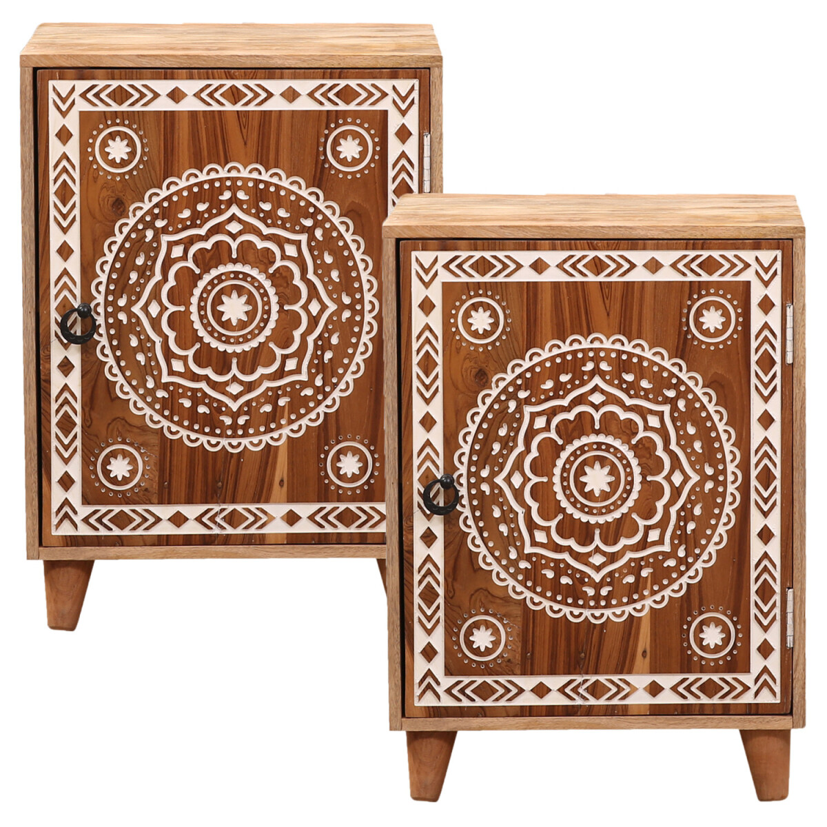 Set van 2 boho-meubels: nachtkastje, bij box